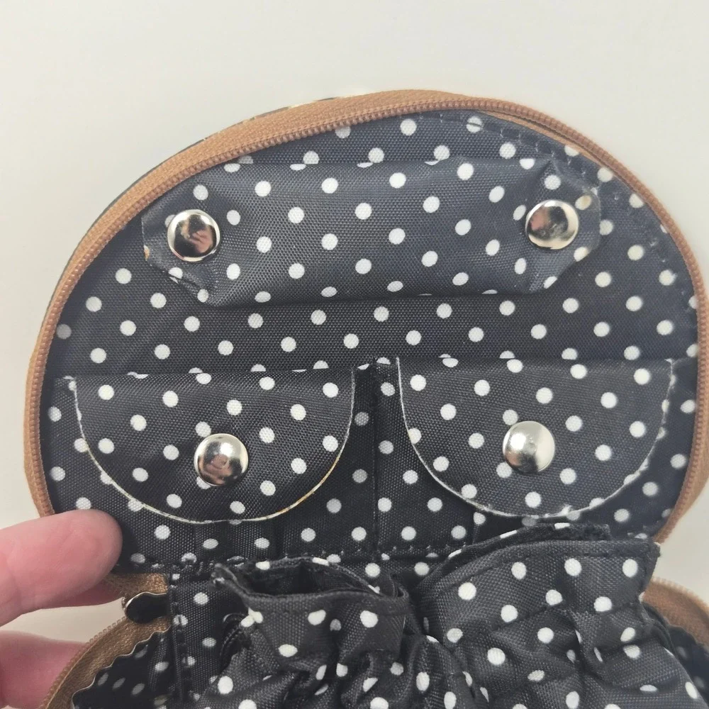 Sydney Love Dog Print Travel Jewelry Case Organizer Polka Dot Interior Black‎